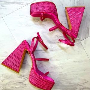 Pink Triangle Block Heels